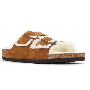 Birkenstock Arizona Shearling in Mink & Natural